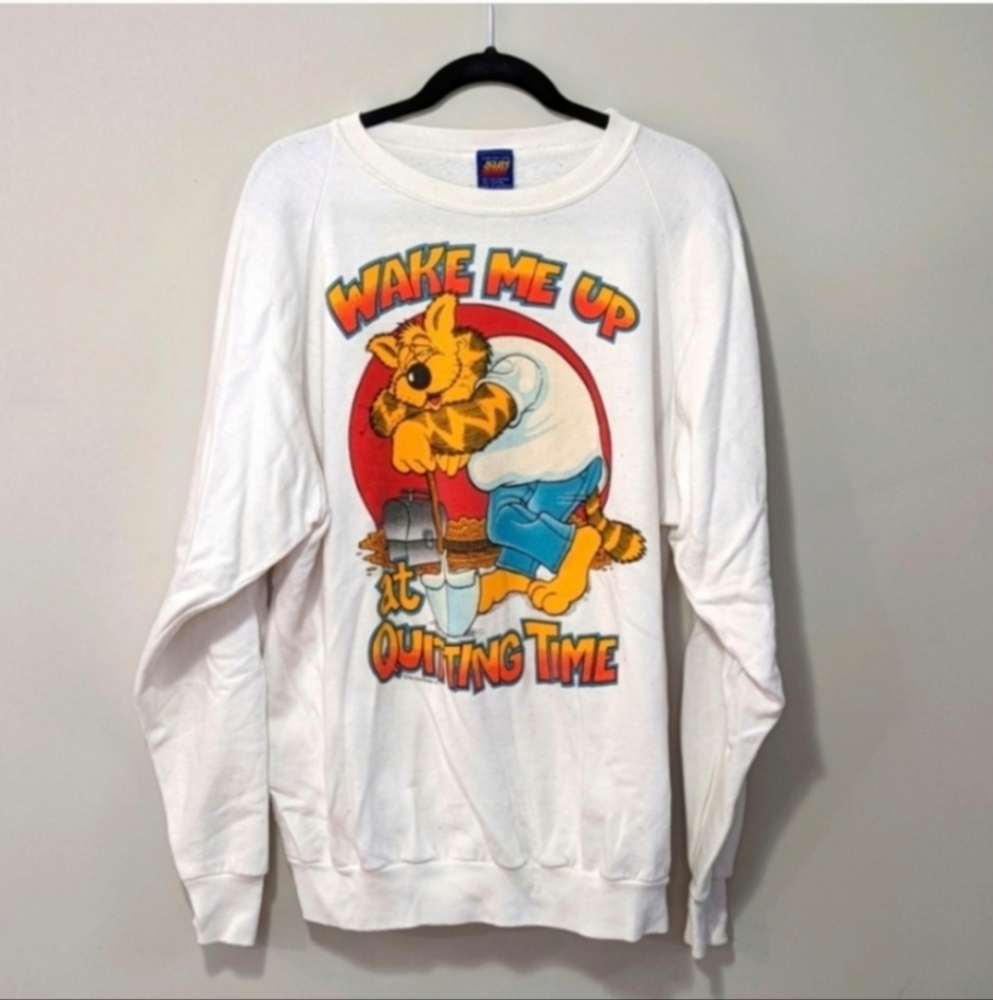 Vintage 80s Sweatshirt Women's Size 3XL "SUN BRAND" CAT Humor Crew